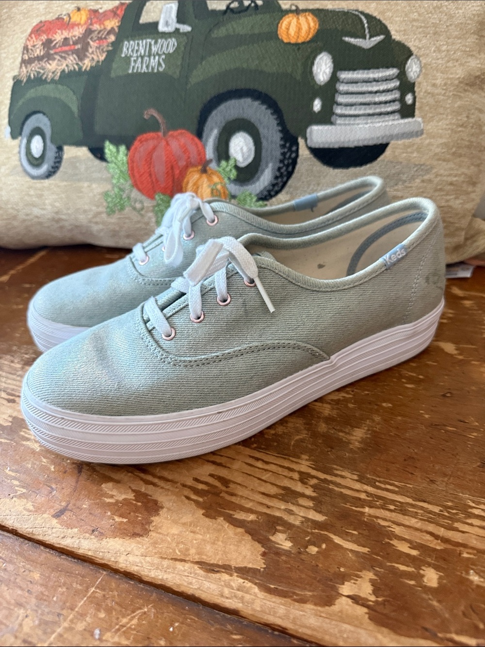 Keds Triple Metallic linen platform sneakers 8.5